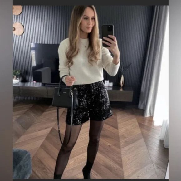 ZARA SEQUIN SHORTS - Picture 4 of 6